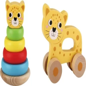 סט משחקים צעצוע דחיפה ומגדל טבעות