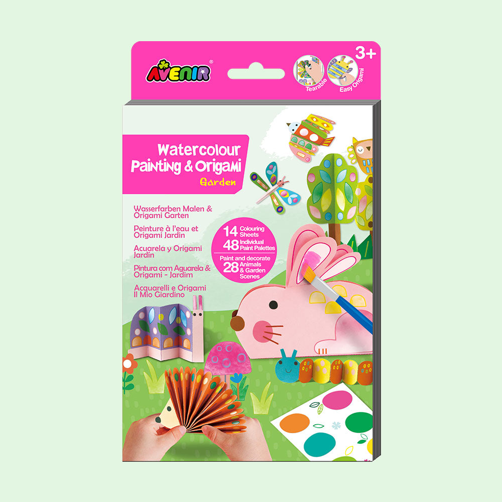 יצירה של צביעה בצבעי מים ואוריגמי